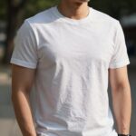 남자 오버핏 반팔티 착용 모습