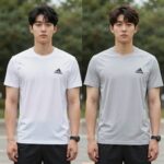 남자 기능성 카라 긴팔티셔츠 비교 사진 아디다스와 아이더