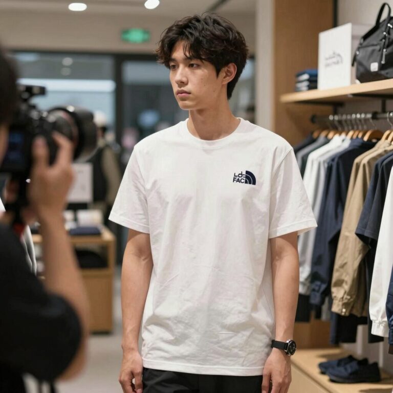 노스페이스 퍼플라벨 반팔티 일본 후쿠오카 나나미카 매장 촬영
