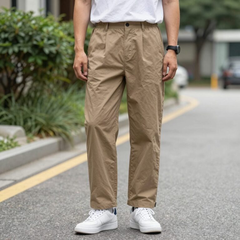 Homme portant un pantalon de costume été avec bande élastique cachée