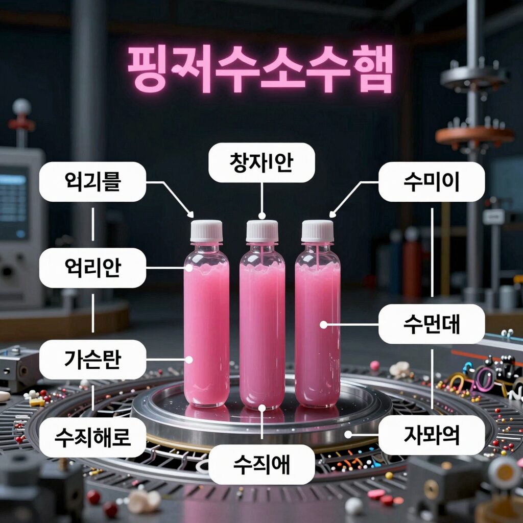 핑크수소 생산 개념도: 원자력 발전소에서 전기를 공급받아 수전해로 수소를 생산하는 과정을 그림으로 표현