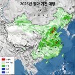 올해 장마 기간 예상 전망 2026년 장마 기간 예측을 위한 기상 전선 이미지