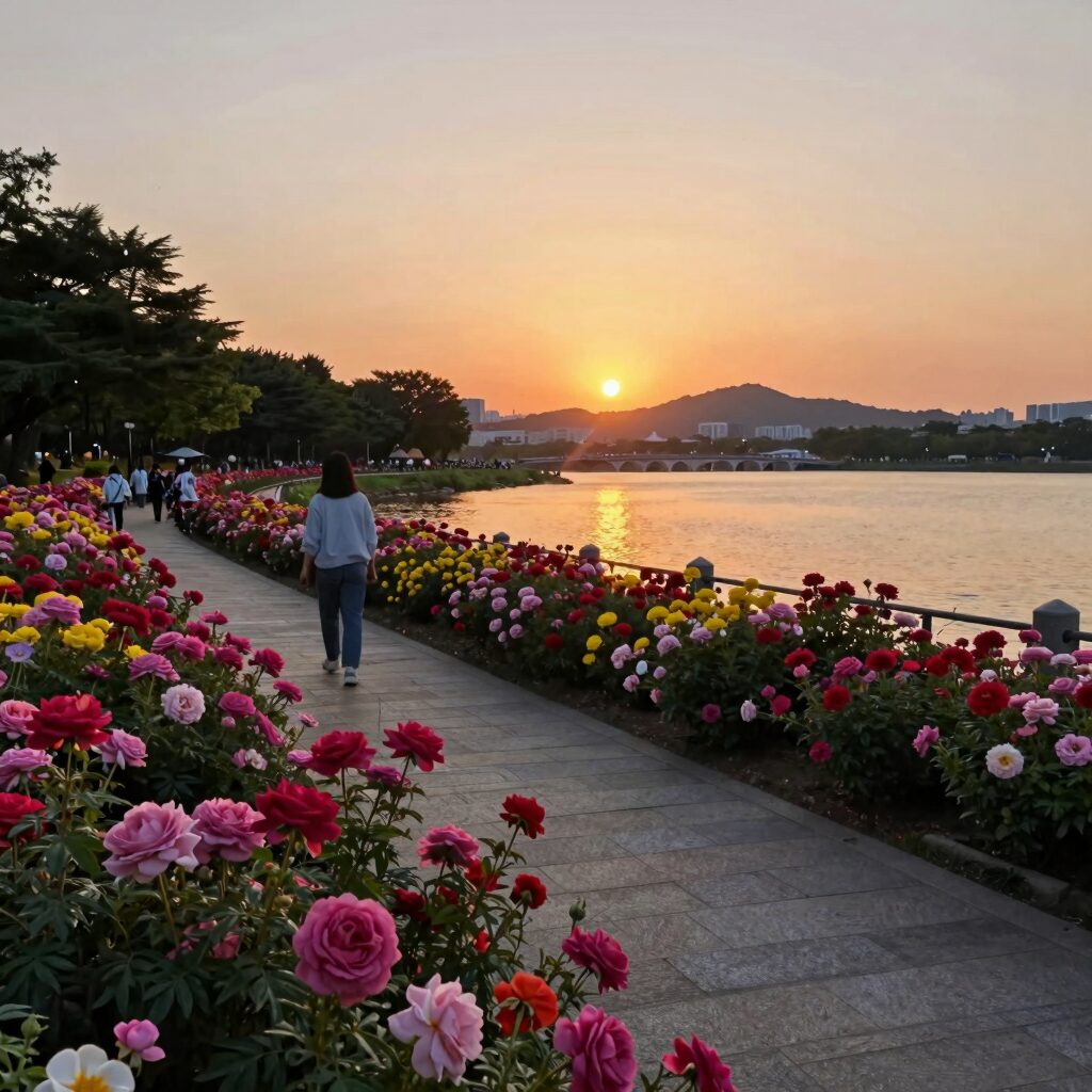 일산호수공원 장미원 석양 풍경