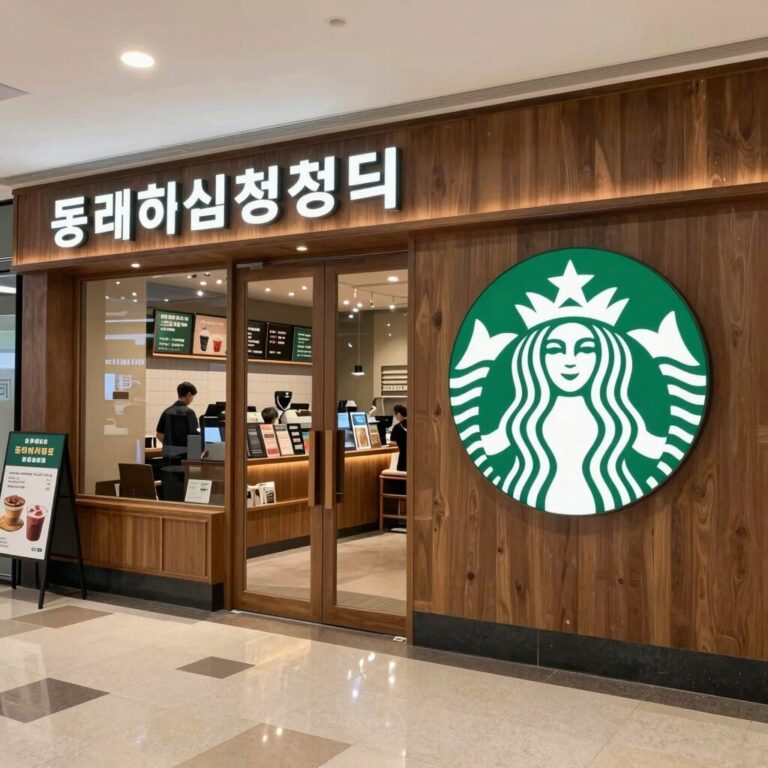 스타벅스 동래허심청점 내부 전경, 넓고 한적한 매장 분위기