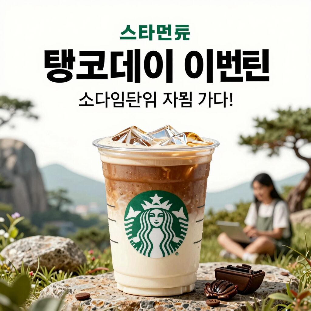 스타벅스 탱크데이 논란 홍보 이미지. 5월 18일 탱크데이 문구와 책상에 탁 문구가 포함된 스타벅스 앱 화면 모습