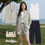 반팔 트위드 자켓을 활용한 여름 코디 연출