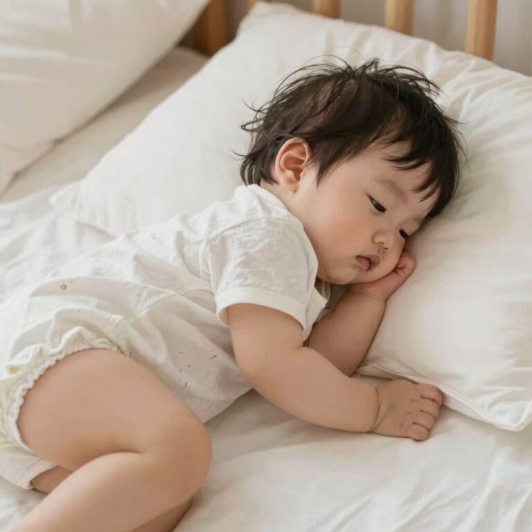 여름 수면조끼를 입고 편안히 자는 아기 모습