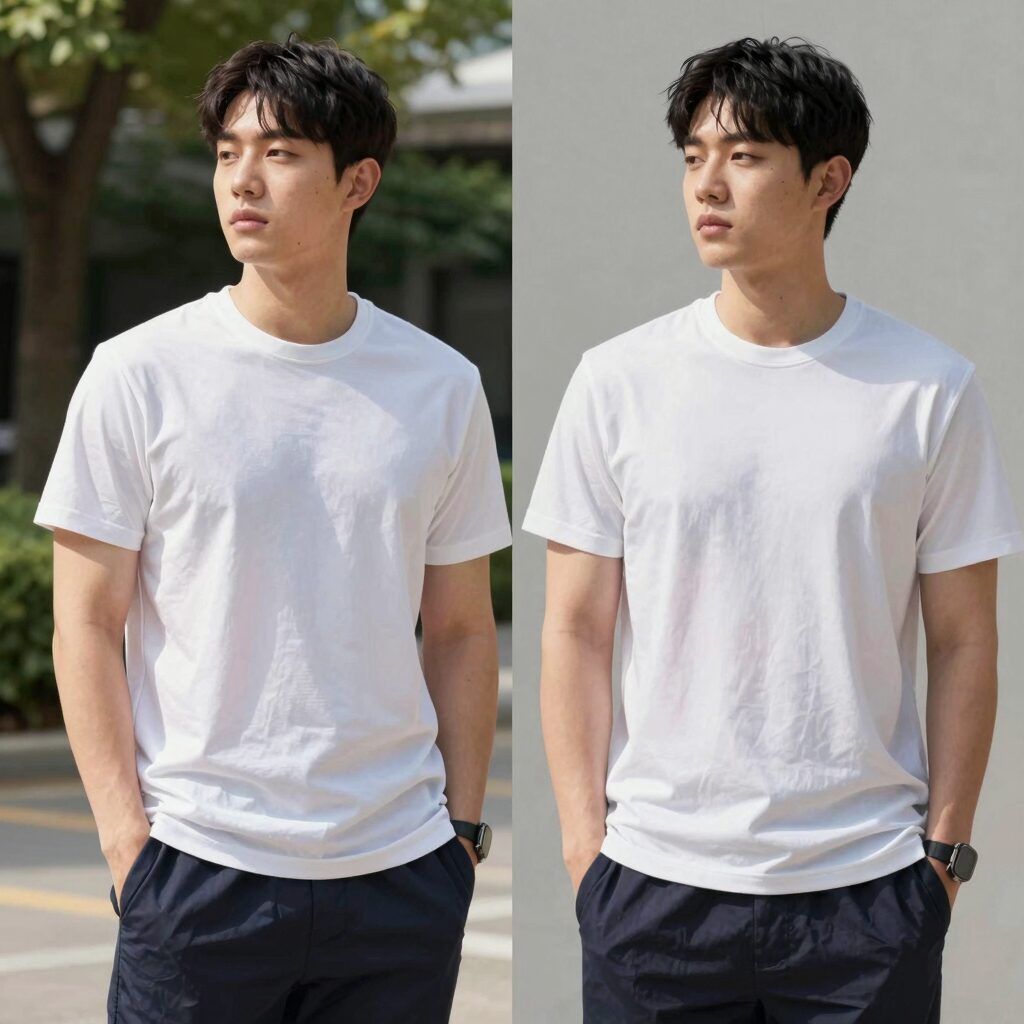 여름 반팔 와이셔츠 핏 비교 이미지