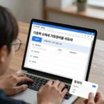 종합소득세 기준경비율 신고 방법 종합소득세 기준경비율 신고 시 필요한 증빙 서류와 체크리스트를 보여주는 이미지로, 홈택스 화면과 세금계산서, 카드 전표 등이 함께 배치되어 있다.