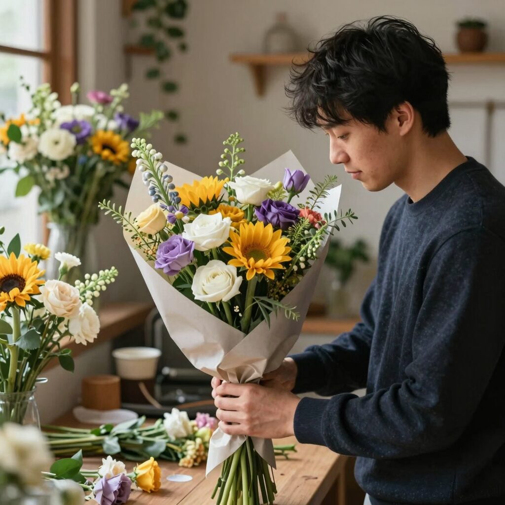 스승의 날 카네이션 조명회 보자기 포장 꽃다발