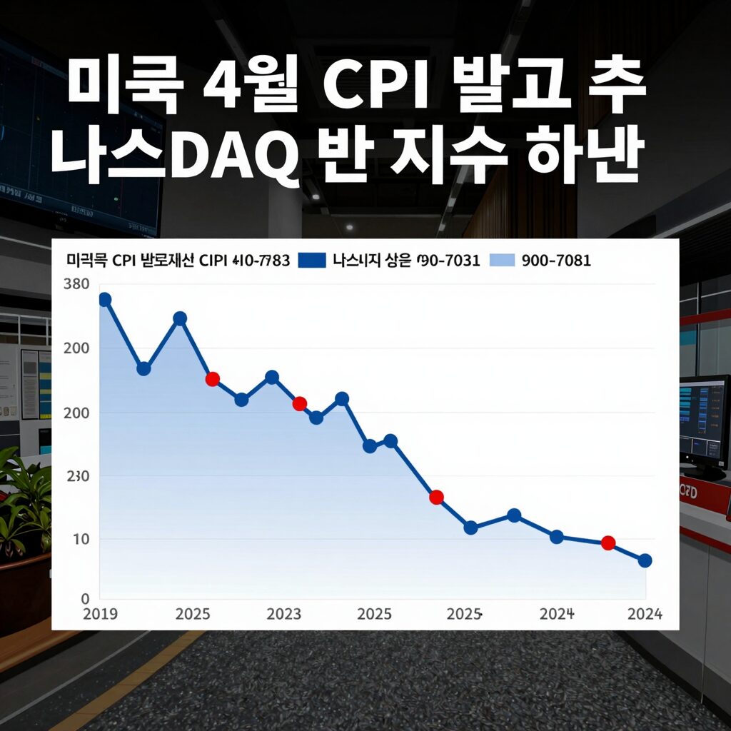 미국 4월 CPI 발표 후 나스닥 반도체 지수 하락 차트