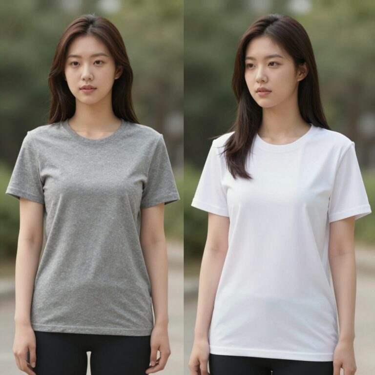 여자반팔티 브랜드별 핏과 소재 비교 이미지