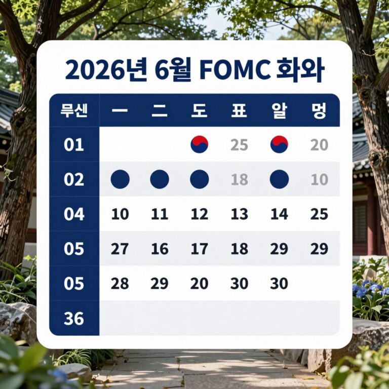 2026년 6월 FOMC 회의 일정과 점도표 발표 시간 안내 표