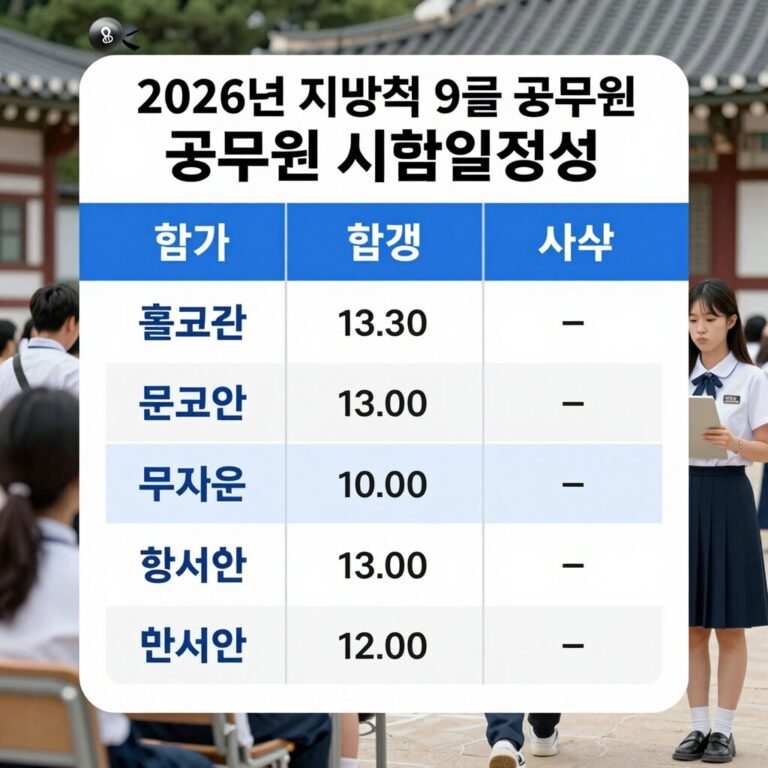 2026년 지방직 9급 공무원 시험일정과 합격 전략 인포그래픽