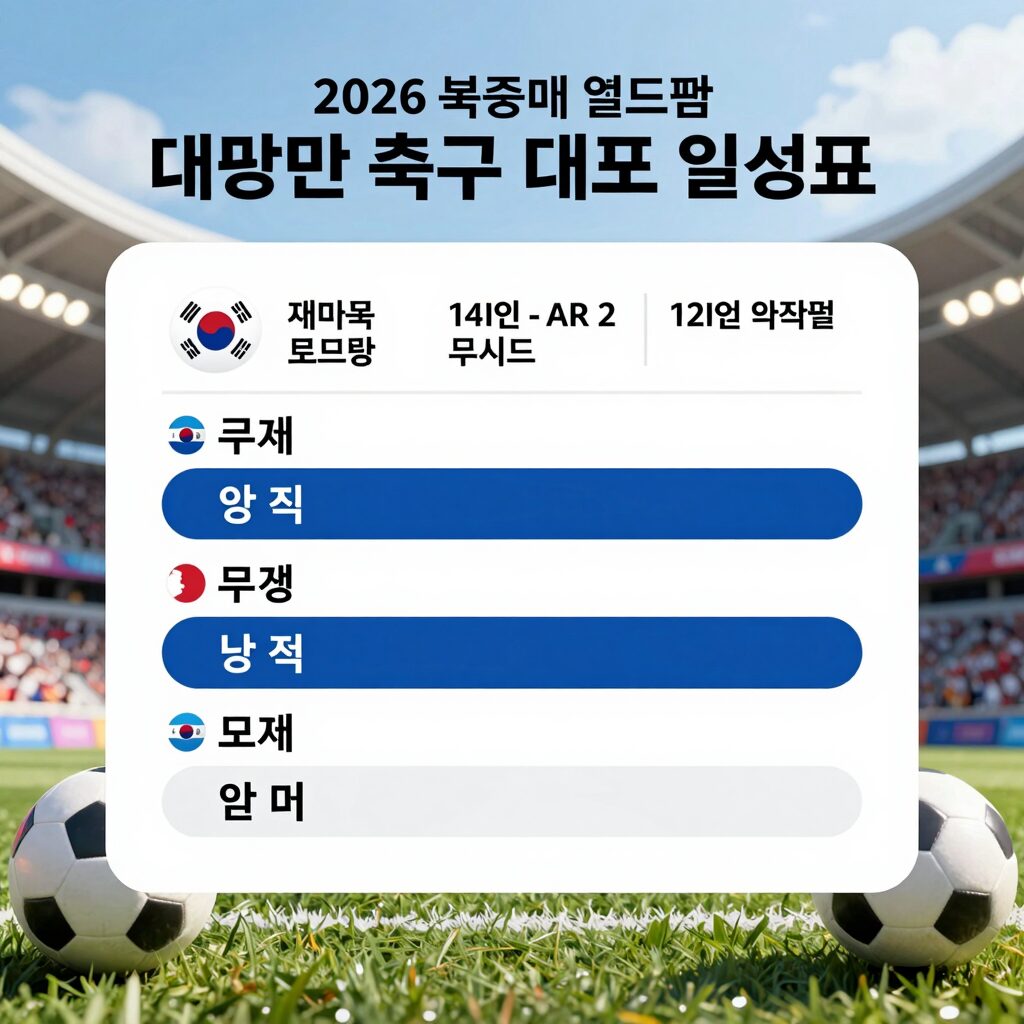 2026 북중미 월드컵 대한민국 축구 대표팀 일정표