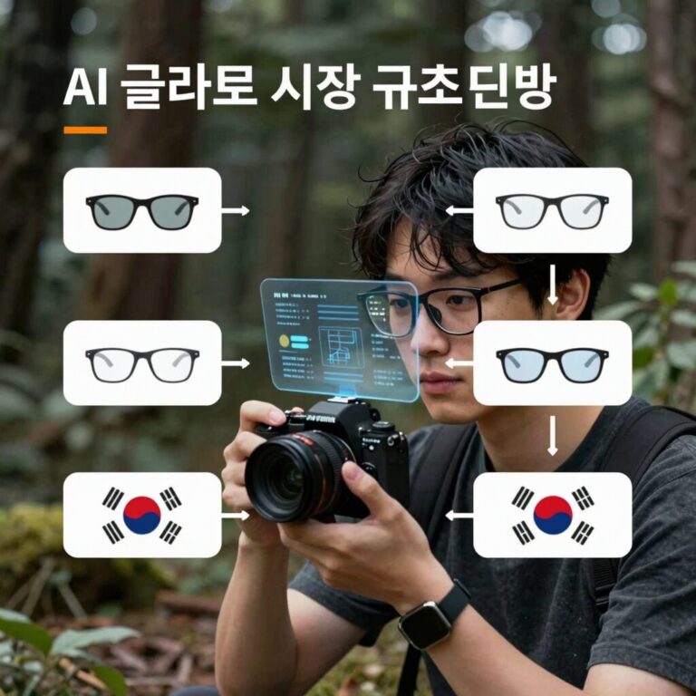 AI 글라스 시장 규모 전망 그래프와 주요 기업 로고