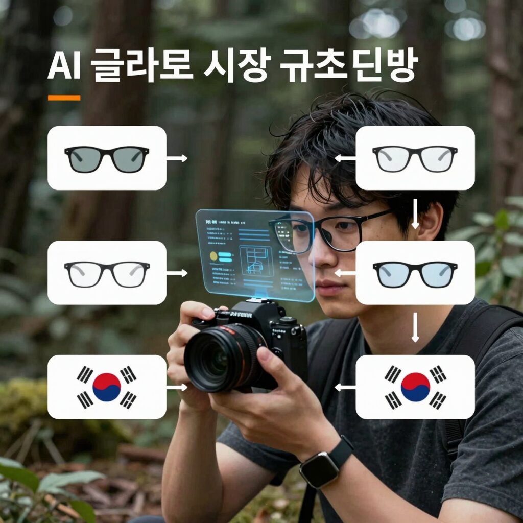 AI 글라스 시장 규모 전망 그래프와 주요 기업 로고
