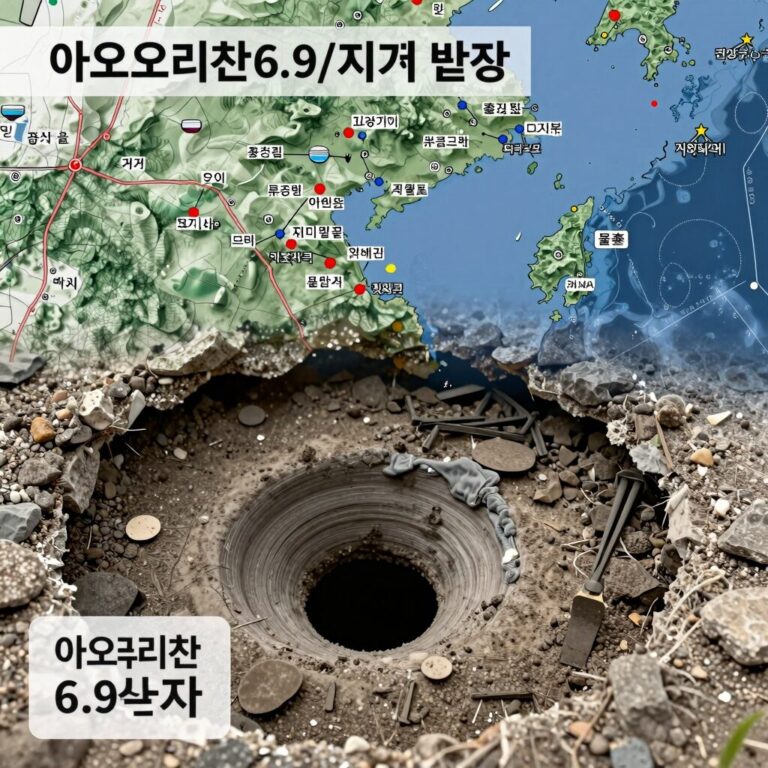아오모리현 6.9 지진 발생 위치 지도와 진원 정보
