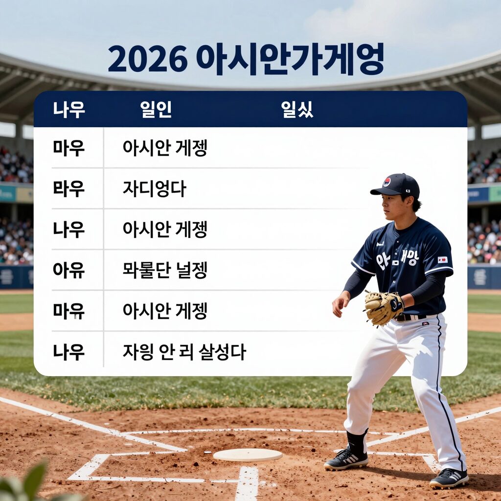 2026 아시안게임 야구 일정표와 주요 일정