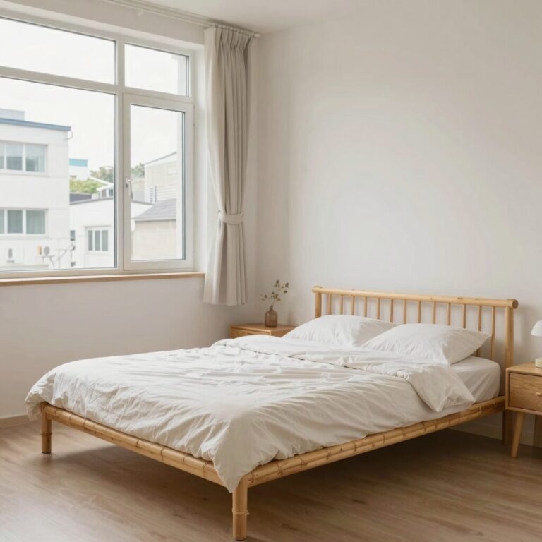 시원한 대나무 돗자리가 깔린 여름 침실 인테리어