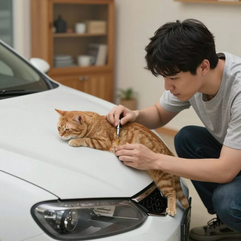 자동차와 가정에서 버그크리너를 뿌리는 모습 비교