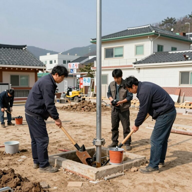 청도 펜션 누수 탐지 장비와 굴착 작업 모습