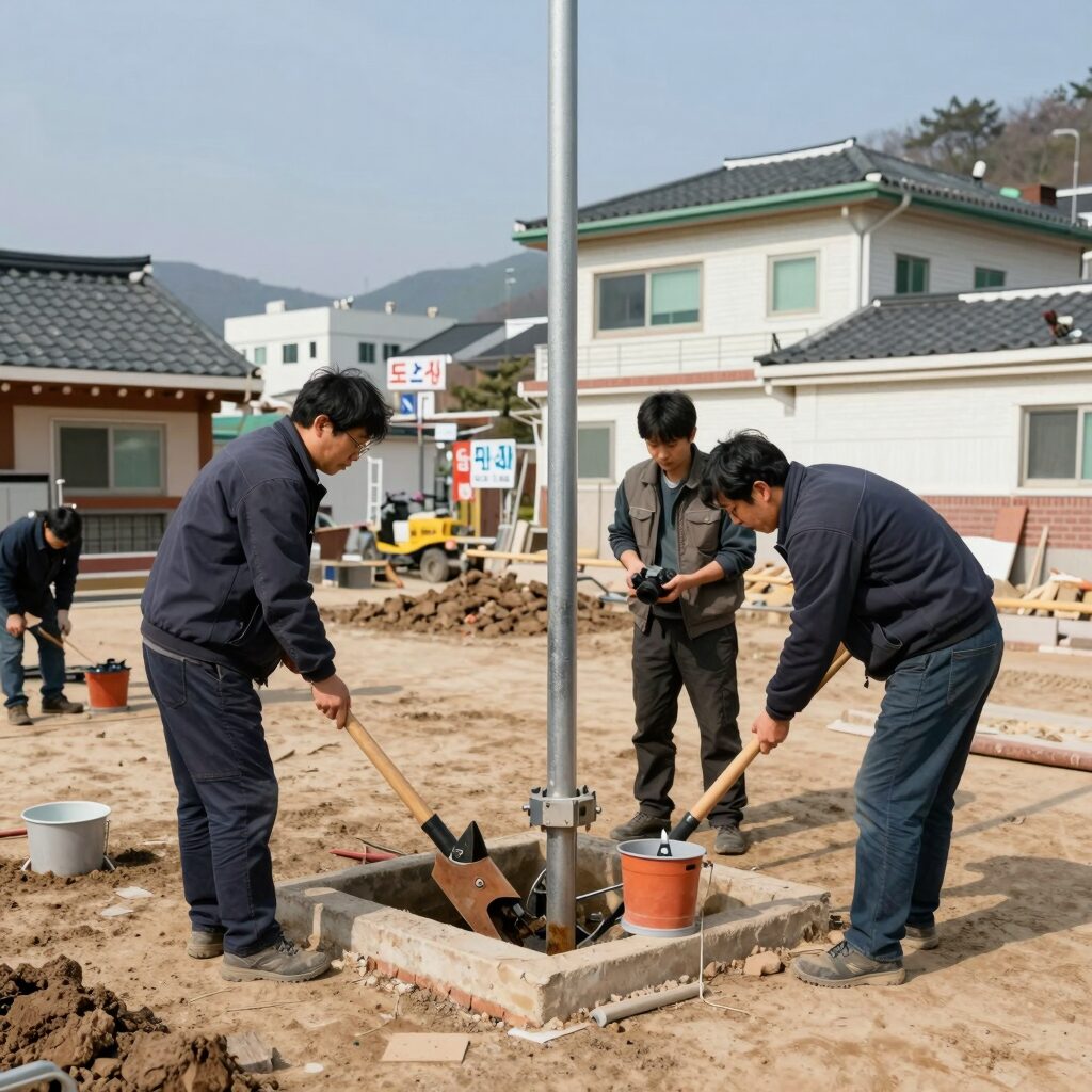 청도 펜션 누수 탐지 장비와 굴착 작업 모습