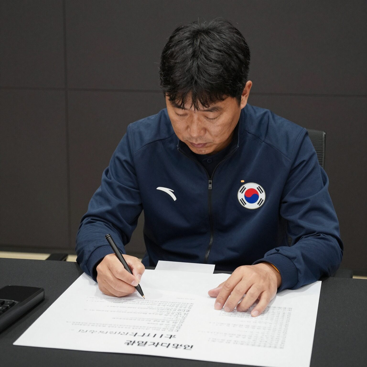 최순호 단장이 자필 사퇴문을 통해 수원FC 팬들에게 사과하는 모습