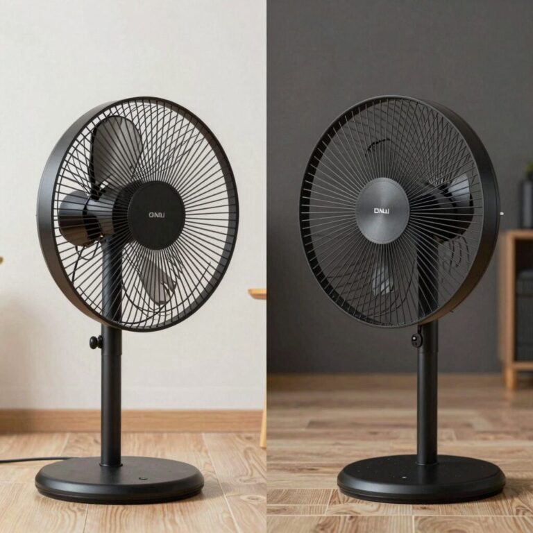선풍기와 서큘레이터의 바람 방향과 외형 비교 이미지