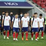 크로아티아 축구 국가대표팀 선수들이 경기장에 입장하는 모습
