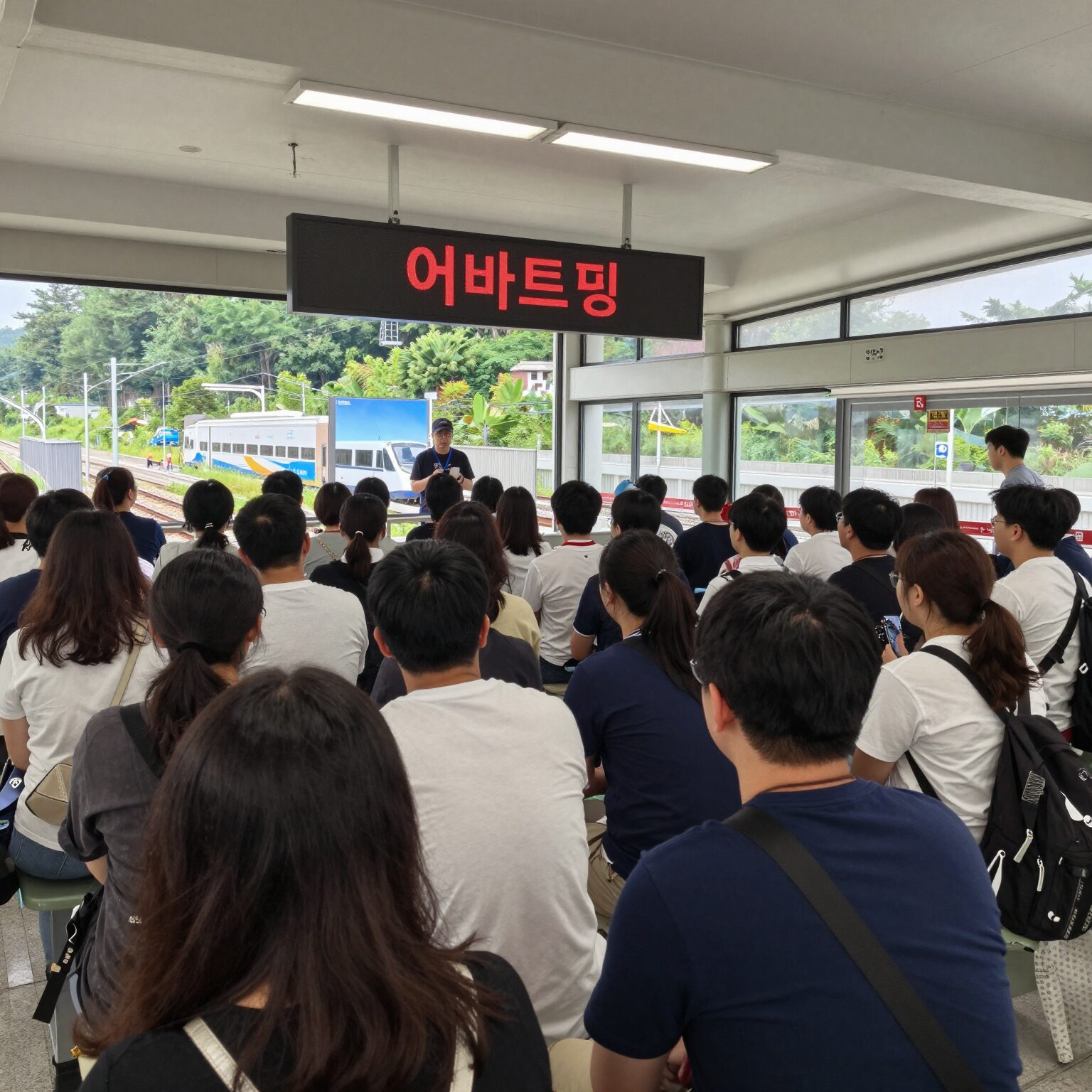 2025년 8월 안동역에서 촬영된 다큐멘터리 3일 특별판 어바웃타임 현장, 약속의 순간을 기다리는 시민들