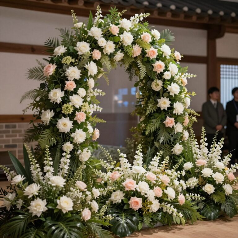 생화로 장식된 무빈소 장례 꽃관