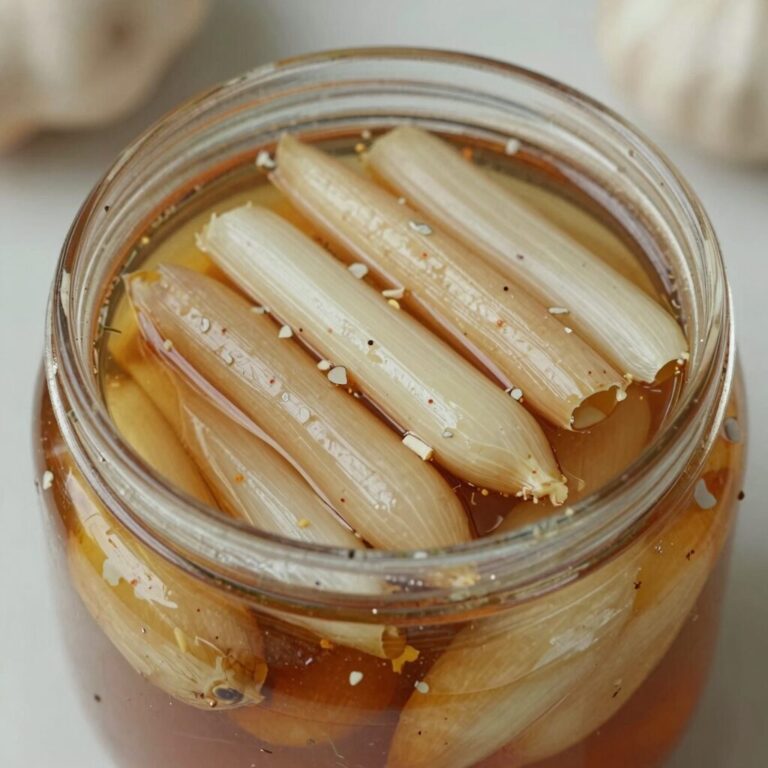 완성된 마늘 장아찌 통마늘과 깐마늘이 간장 국물에 잘 절여져 있는 모습
