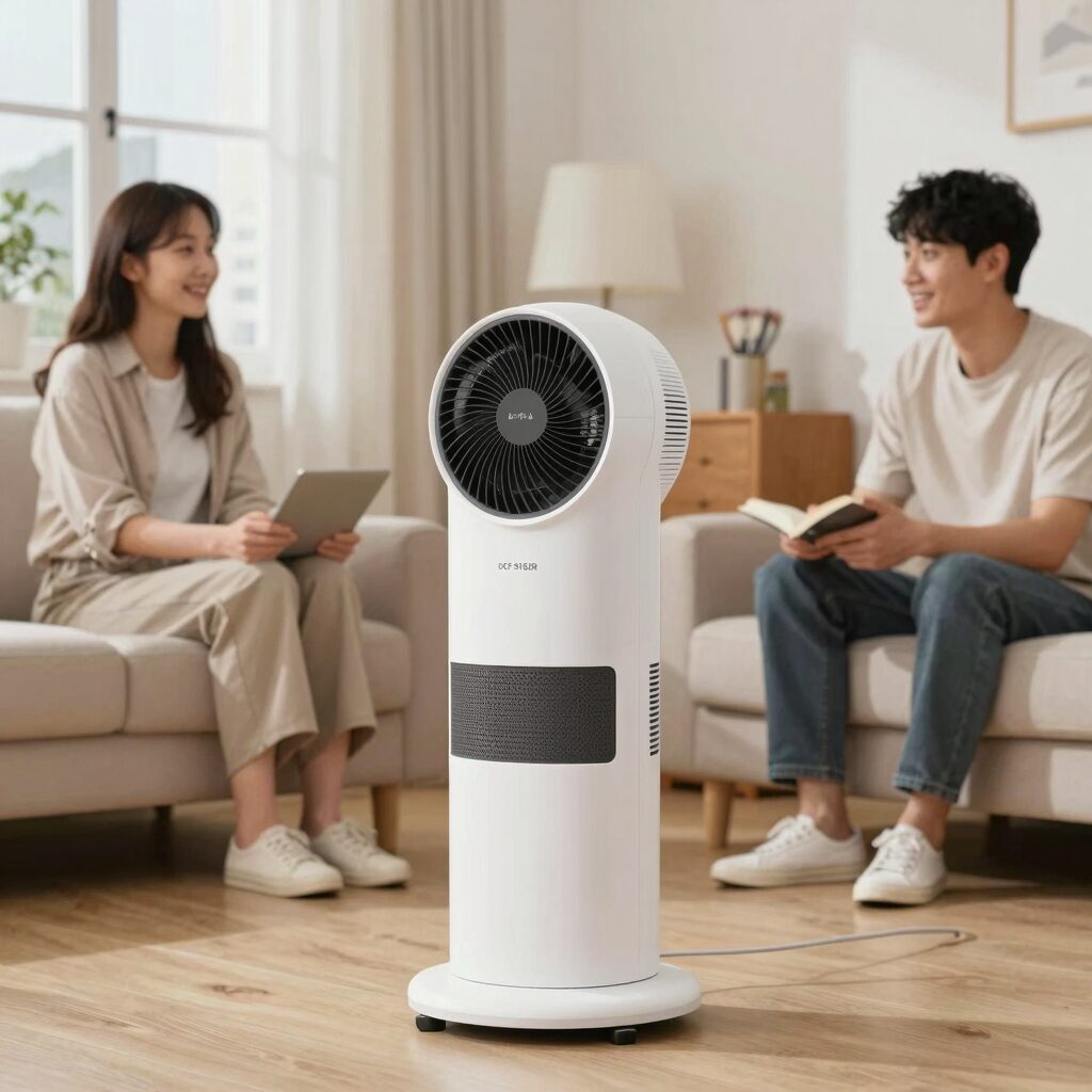 한일 무소음 선풍기 DCF-S162R 거실에서 사용하는 모습