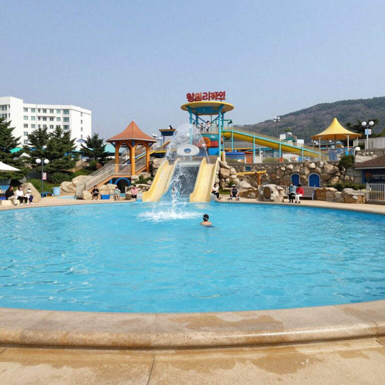 용평리조트 워터파크 실내 유수풀과 파도풀 전경