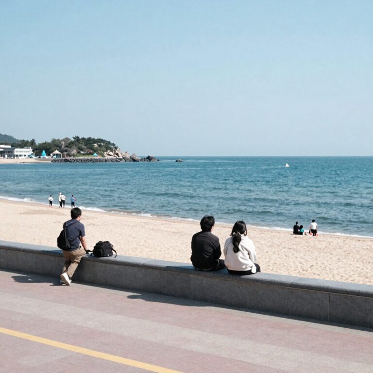 양양 인구서프 옥상 테라스에서 바라본 인구해변 풍경