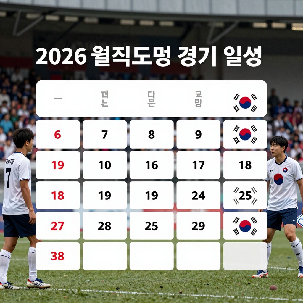 2026 월드컵 일본 대표팀 경기 일정이 적힌 달력 사진