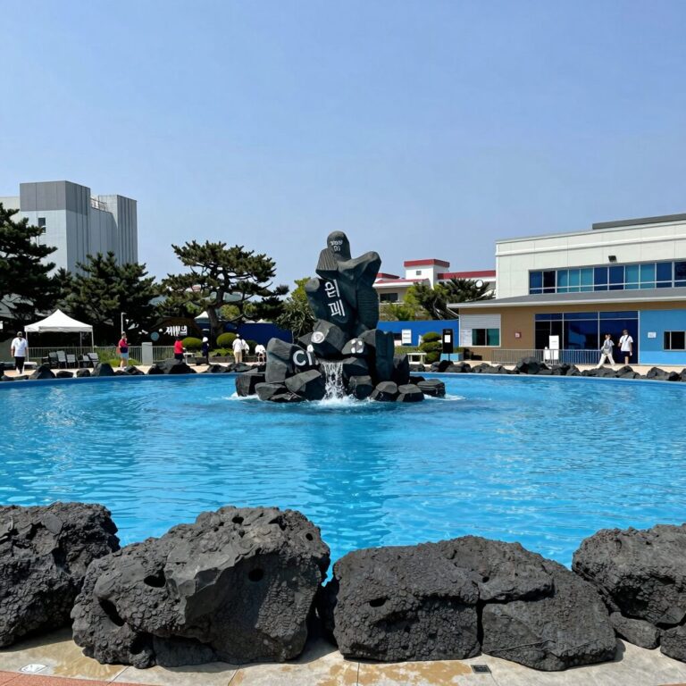 제주 워터월드 실내 미디어아트 물과 빛의 공간
