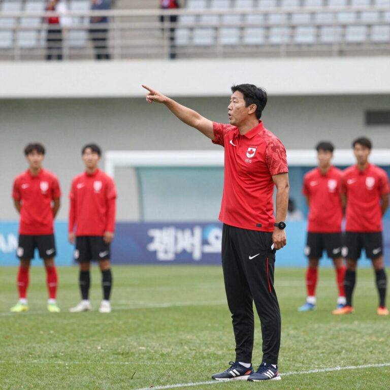 제시 마치 캐나다 축구 국가대표팀 감독이 경기장에서 지시를 내리고 있는 모습