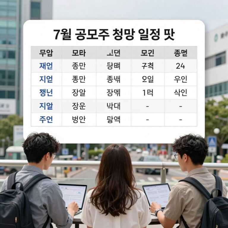 7월 공모주 청약 일정 및 주요 종목 정리 표