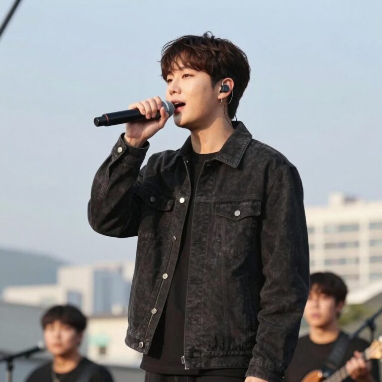가수 김용빈이 무대에서 열창하는 모습, 나이를 잊은 카리스마