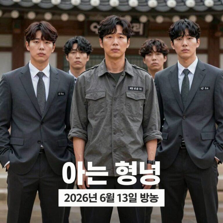 아는 형님 2026년 6월 13일 방송 예고 화면. 강호동 이수근 서장훈 등 멤버들이 변장한 모습과 게스트 실루엣