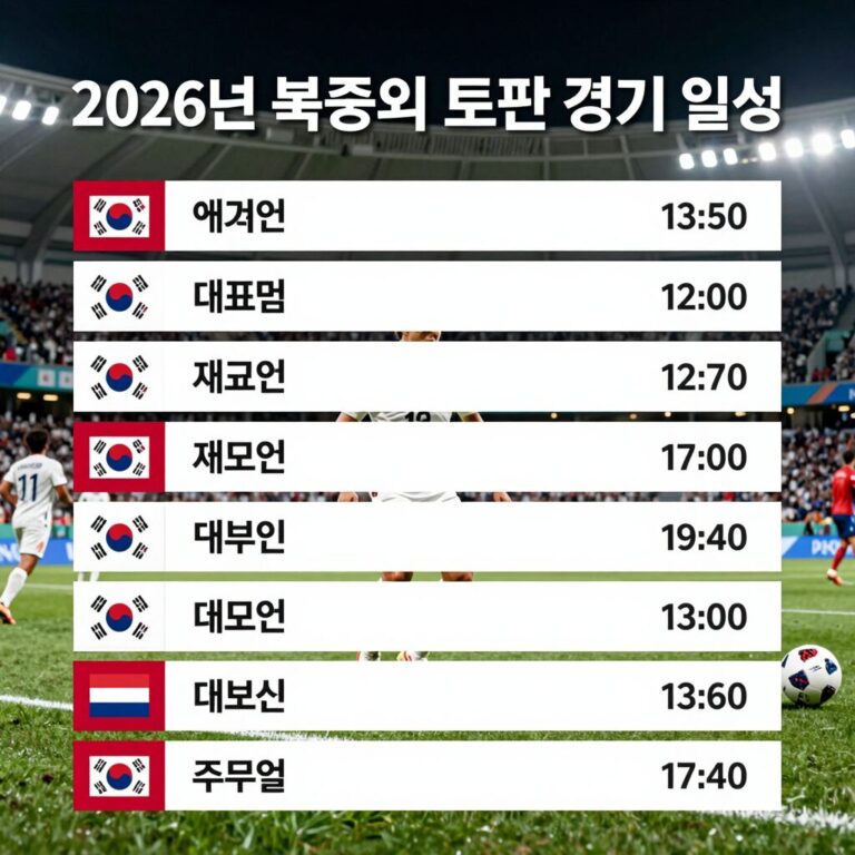 2026년 북중미 월드컵 한국 축구 대표팀 경기 일정표