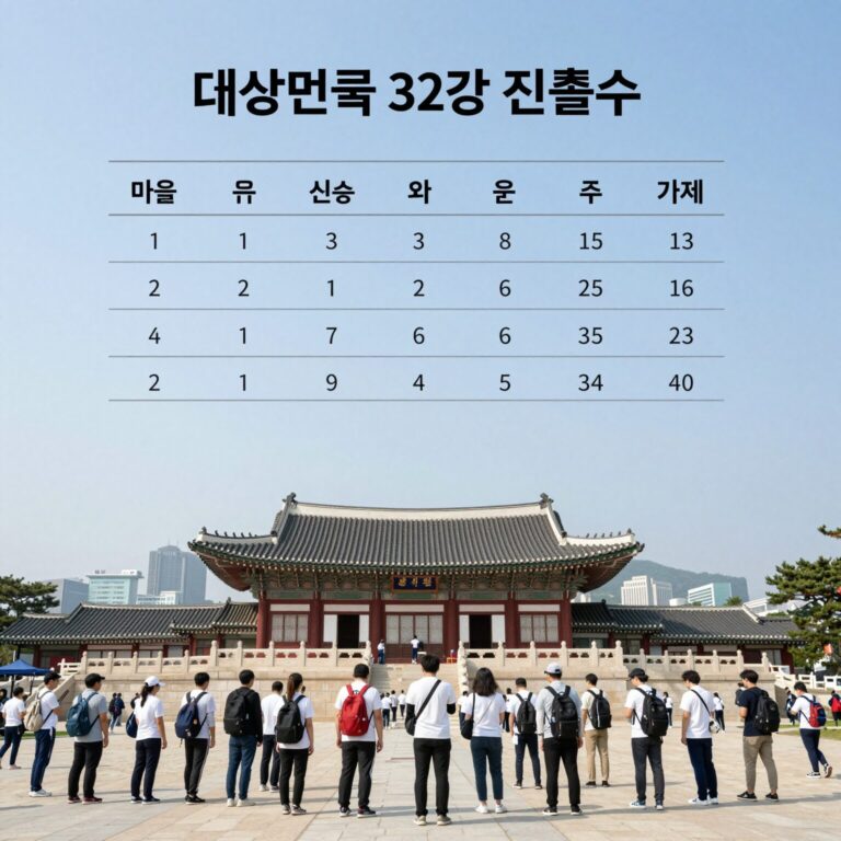 대한민국 32강 진출 경우의 수를 나타낸 조별리그 순위표 시각화