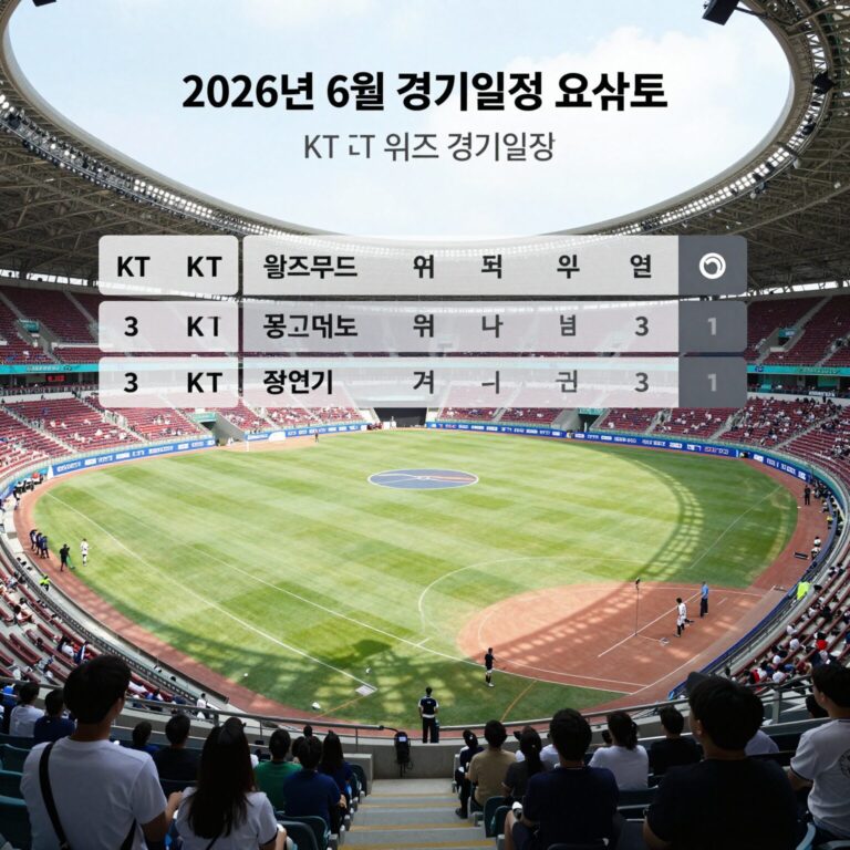 2026년 6월 KT 위즈 경기일정 요약표