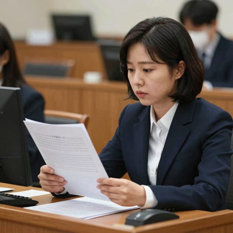이화영 재판 검사가 법정에서 서류를 보고 있는 모습