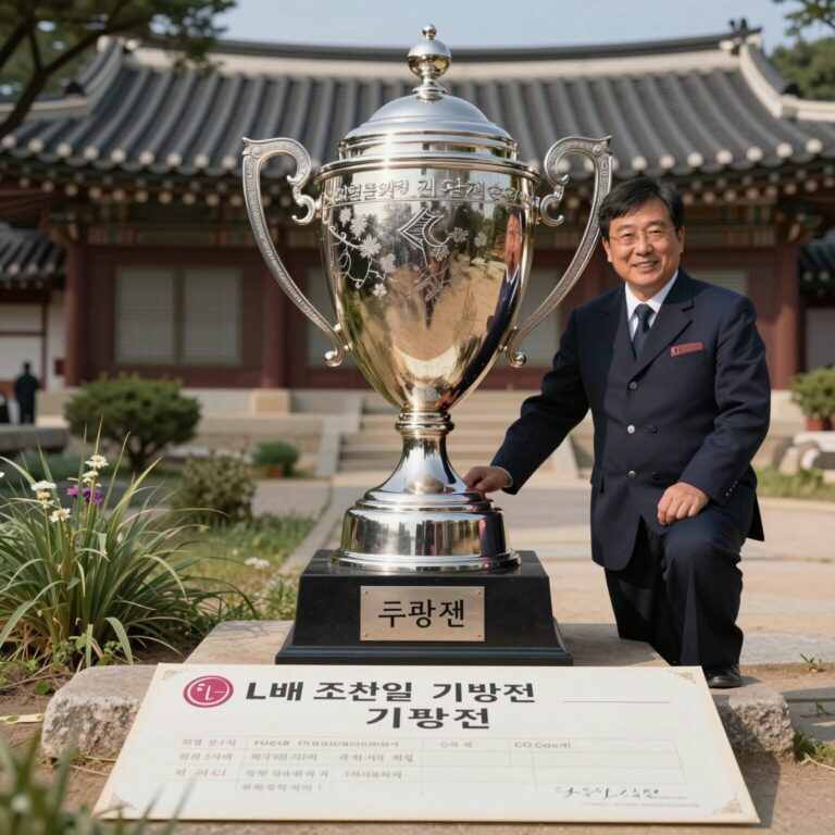 LG배 조선일보 기왕전 우승 트로피와 상금 수표 이미지