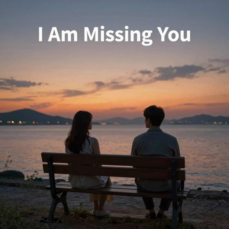 I Am Missing You 감성을 담은 저녁 노을과 외로운 벤치