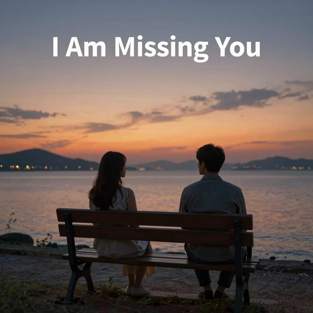 I Am Missing You 감성을 담은 저녁 노을과 외로운 벤치