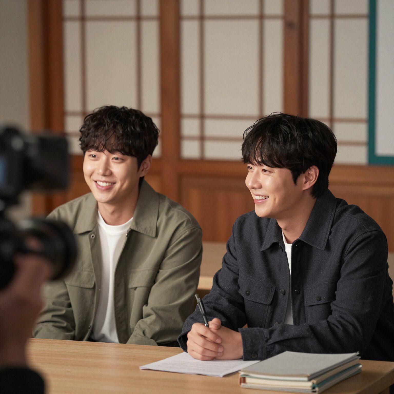 1박 2일 시즌4 새멤버 김도훈과 정동원이 함께 웃고 있는 모습, 첫 촬영 비하인드 컷